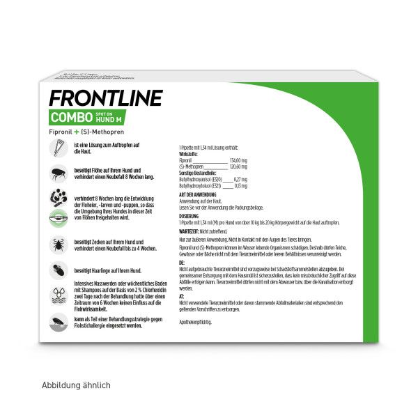 bodyguardapotheke FRONTLINE COMBO gegen Zecken Flöhe (Flöhe Eier Larven Puppen) für Hunde M zollfrei