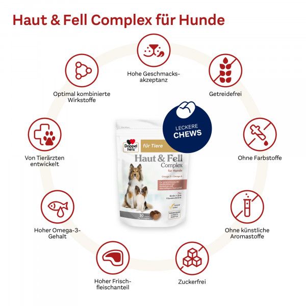 bodyguardapotheke DOPPELHERZ für Tiere Haut&Fell Compl.Chews f.Hunde Auslauf