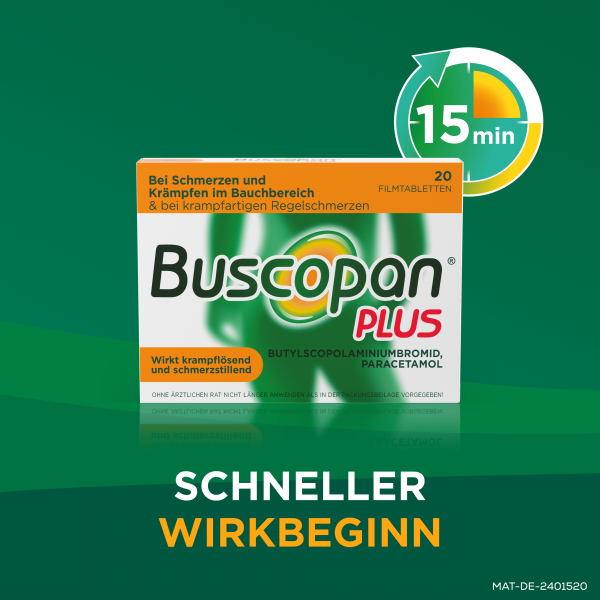 bodyguardapotheke BUSCOPAN plus Filmtabletten mit Paracetamol bei stärkeren Schmerzen und Krämpfen im Bauchbereich Großer Ausverkauf