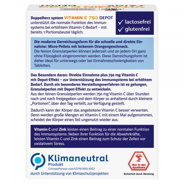 bodyguardapotheke DOPPELHERZ Vitamin C 750 Depot system Pellets Günstig kaufen