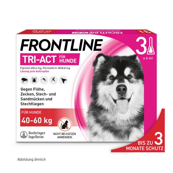bodyguardapotheke FRONTLINE TRI-ACT gegen Zecken Flöhe und fliegende Insekten für Hunde XL