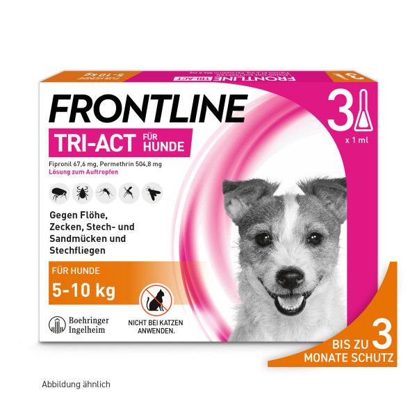 bodyguardapotheke FRONTLINE TRI-ACT gegen Zecken Flöhe und fliegende Insekten für Hunde S