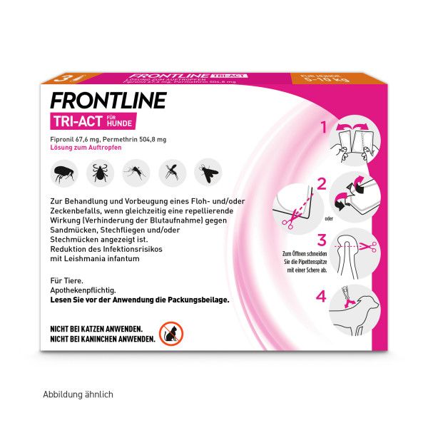 bodyguardapotheke FRONTLINE TRI-ACT gegen Zecken Flöhe und fliegende Insekten für Hunde S Fabrik Onlineshop