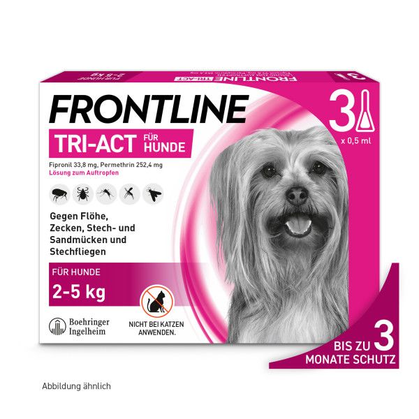 bodyguardapotheke FRONTLINE TRI-ACT gegen Zecken Flöhe und fliegende Insekten für Hunde XS