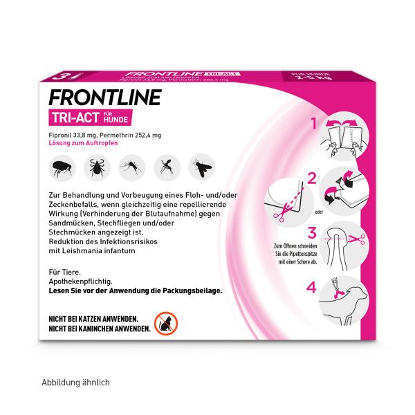 bodyguardapotheke FRONTLINE TRI-ACT gegen Zecken Flöhe und fliegende Insekten für Hunde XS Fabrikpreis