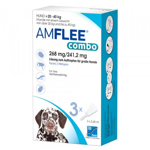 bodyguardapotheke AMFLEE combo 268/241 2mg Lsg.z.Auf.f.Hunde 20-40kg