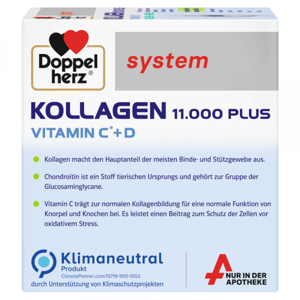 bodyguardapotheke DOPPELHERZ Kollagen 11.000 Plus system 30 Trinkfläschchen Räumungsverkauf