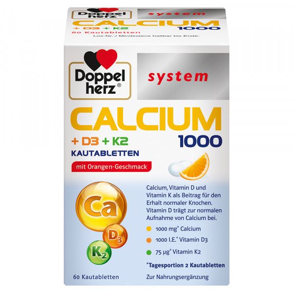 bodyguardapotheke DOPPELHERZ Calcium 1000+D3+K2 system Kautabletten Limitierter Zeitrabatt