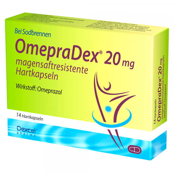 bodyguardapotheke OMEPRADEX 20 mg Omeprazol magensaftresistente Hartkapseln bei Sodbrennen Fabrik Onlineshop