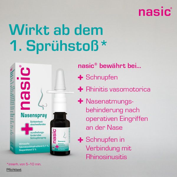 bodyguardapotheke NASIC Nasenspray abschwellendes Schnupfenspray mit Xylometazolin & Dexpanthenol Kostenloser Versand international