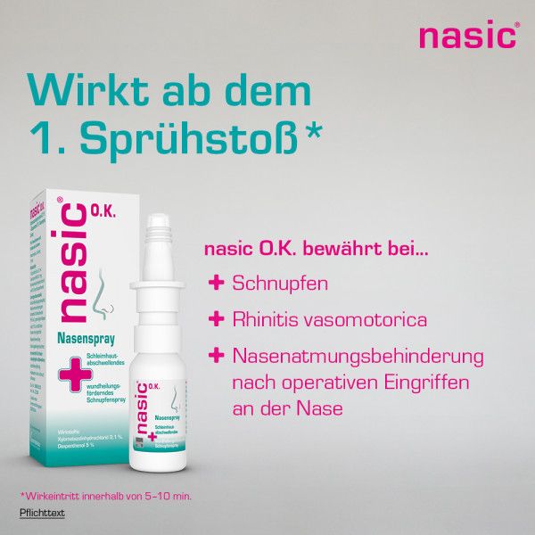 bodyguardapotheke NASIC o.K. Nasenspray ohne Konservierungsstoffe schleimhautabschwellendes & wundheilungsförderndes Schnupfenspray Online