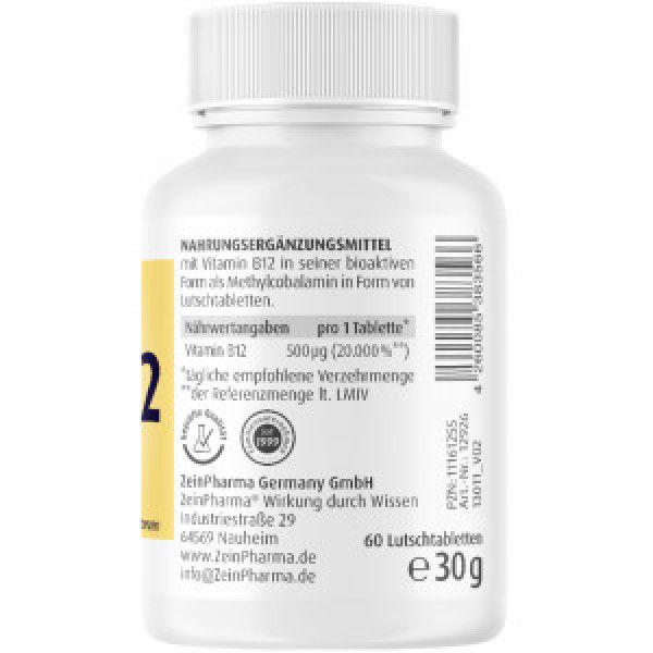 bodyguardapotheke VITAMIN B12 500 μg Methylcobalamin Lutschtabletten Neueste Stile