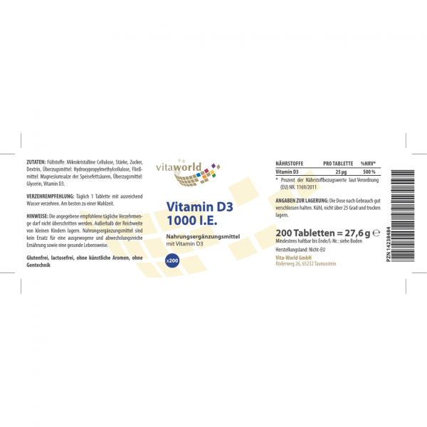 bodyguardapotheke VITAMIN D3 1000 I.E. pro Tag Tabletten Saisonschlussverkauf
