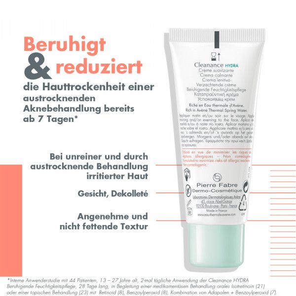 bodyguardapotheke Avène Cleanance Hydra beruhigende Feuchtigkeitspflege bei dermatologischer Behandlung von Akne Sonderangebote