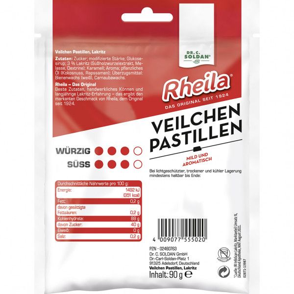 bodyguardapotheke RHEILA Veilchen Pastillen mit Zucker Valentinstagsangebot
