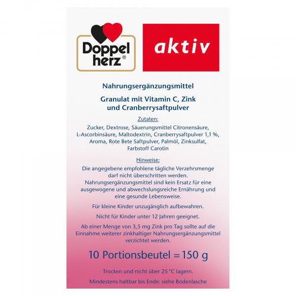 bodyguardapotheke DOPPELHERZ heiße Cranberry m.Vit.C+Zink Granulat Sonderangebote