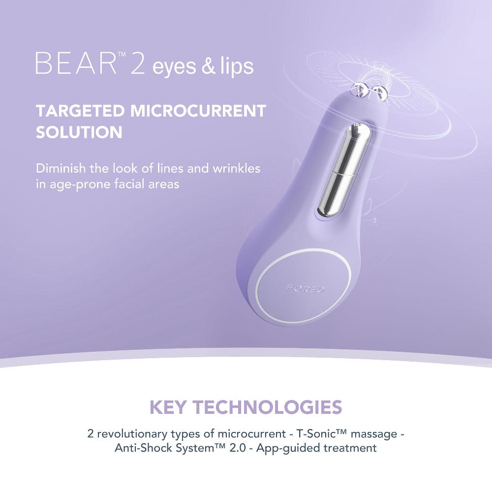 lookfantastic FOREO BEAR 2 Eyes and Lips Supercharged Set - Lavender Saisonschlussverkauf