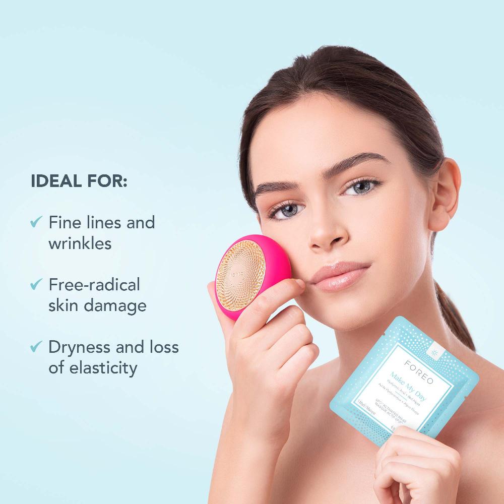 lookfantastic FOREO Make My Day UFO/UFO Mini Anti-Umwelteinflüsse und Sehr Feuchtigkeitsspendende Gesichtsmaske (7er-Packung) Muttertagsangebot