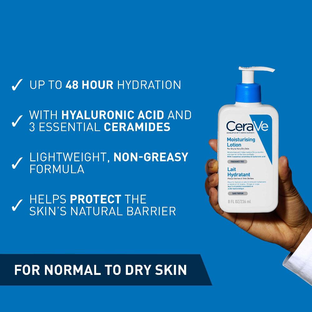 lookfantastic CeraVe Feuchtigkeitsspendende Lotion mit Ceramiden für Trockene bis Sehr Trockene Haut 236 ml Kostenloser Versand