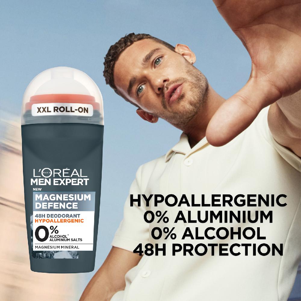 lookfantastic L'Oréal Paris Men Expert Magnesium Defence Hypoallergenes 48-Stunden-Roll-On Deodorant 50 ml Exklusive Angebote
