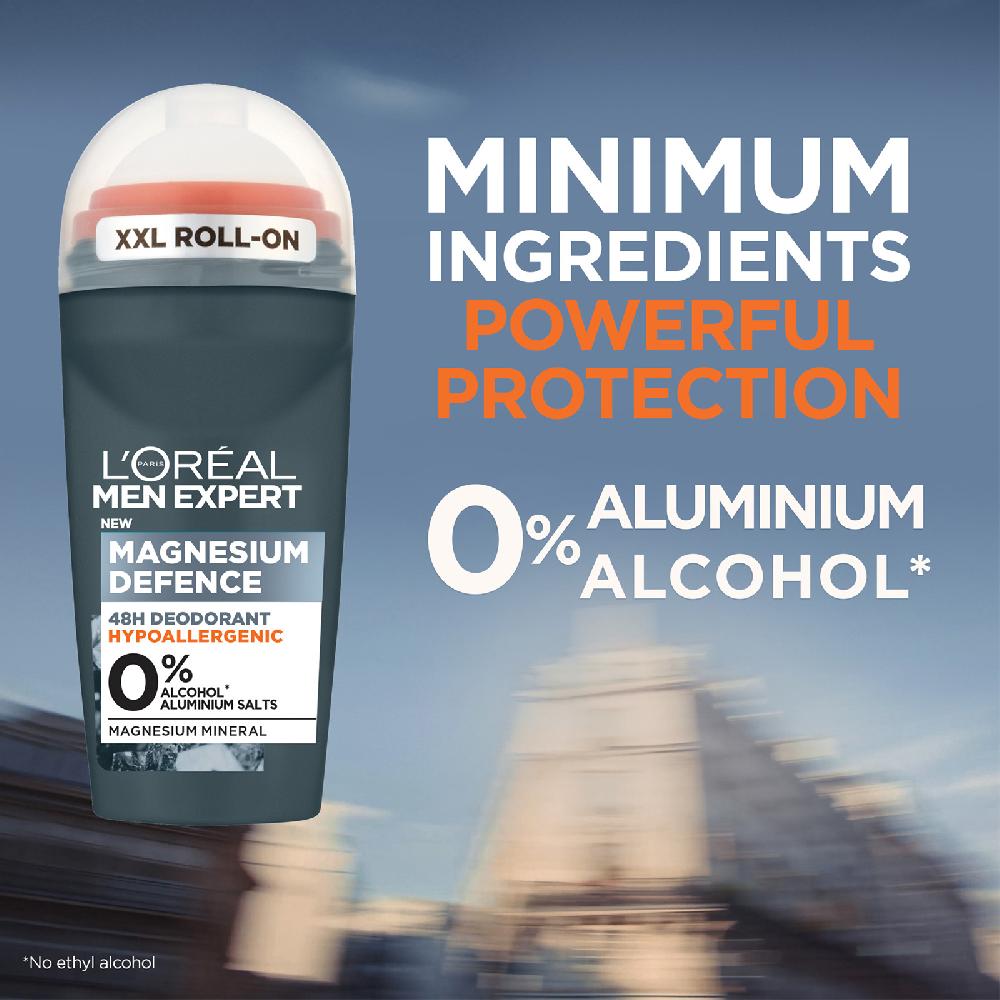 lookfantastic L'Oréal Paris Men Expert Magnesium Defence Hypoallergenes 48-Stunden-Roll-On Deodorant 50 ml Exklusive Angebote