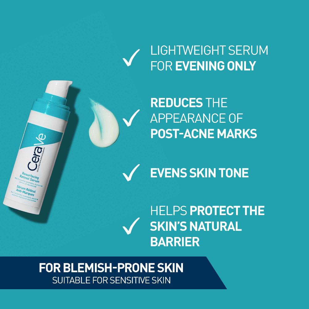 lookfantastic CeraVe Resurfacing Retinol Serum with Ceramides and Niacinamide for Blemish-Prone Skin 30ml Kostenloser Versand