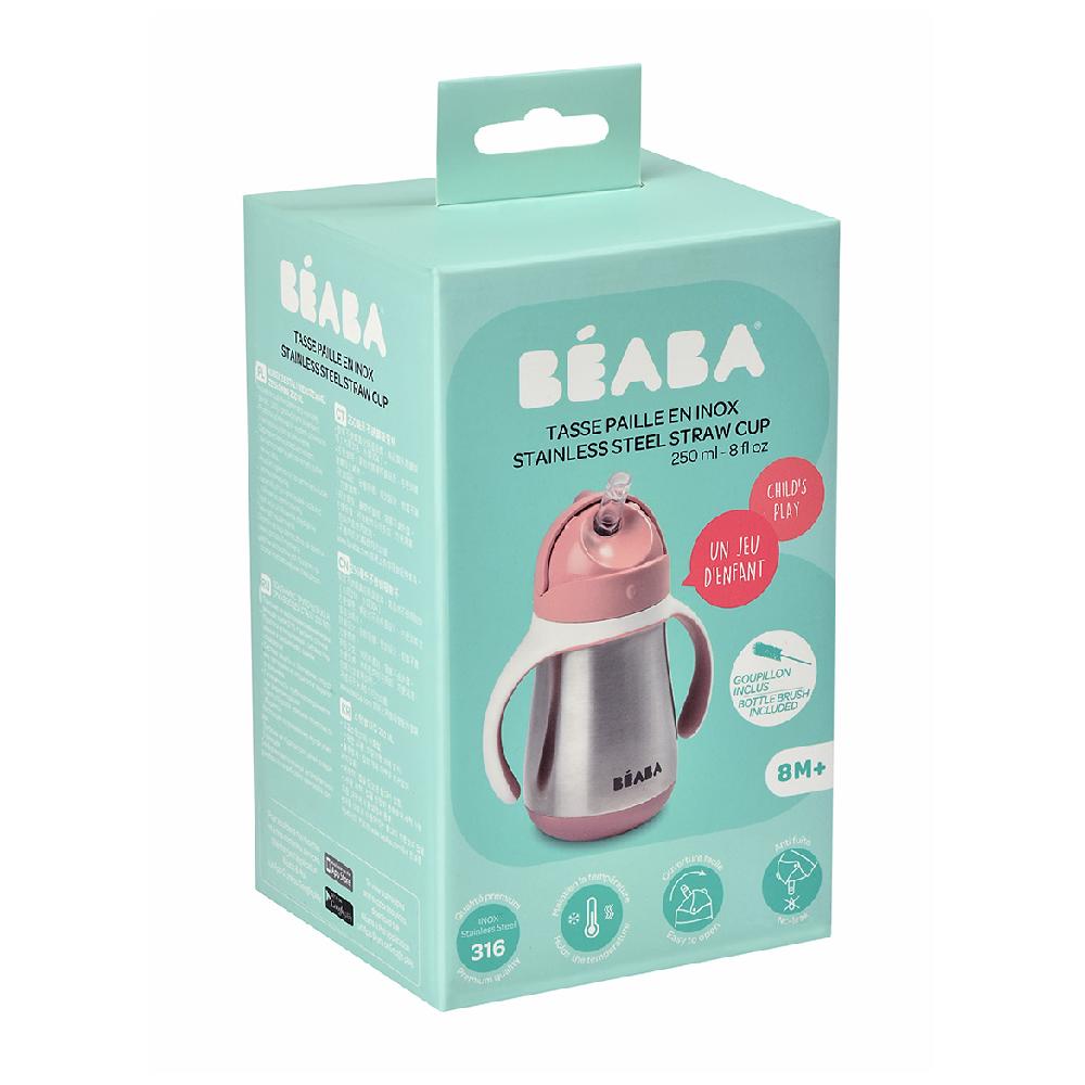 babymarkt Edelstahl Strohhalmbecher 250 ml in altrosa ab dem 8. Monat Neuheiten