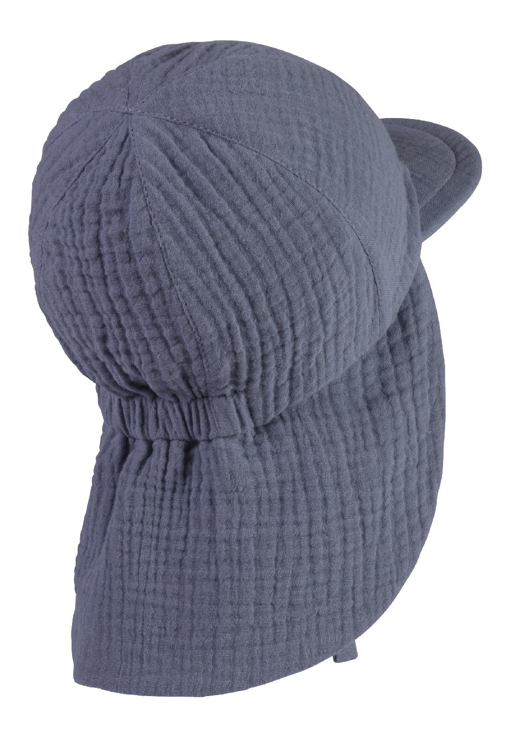 babymarkt Schirmmütze mit Nackenschutz Musselin graublau Sonderangebot