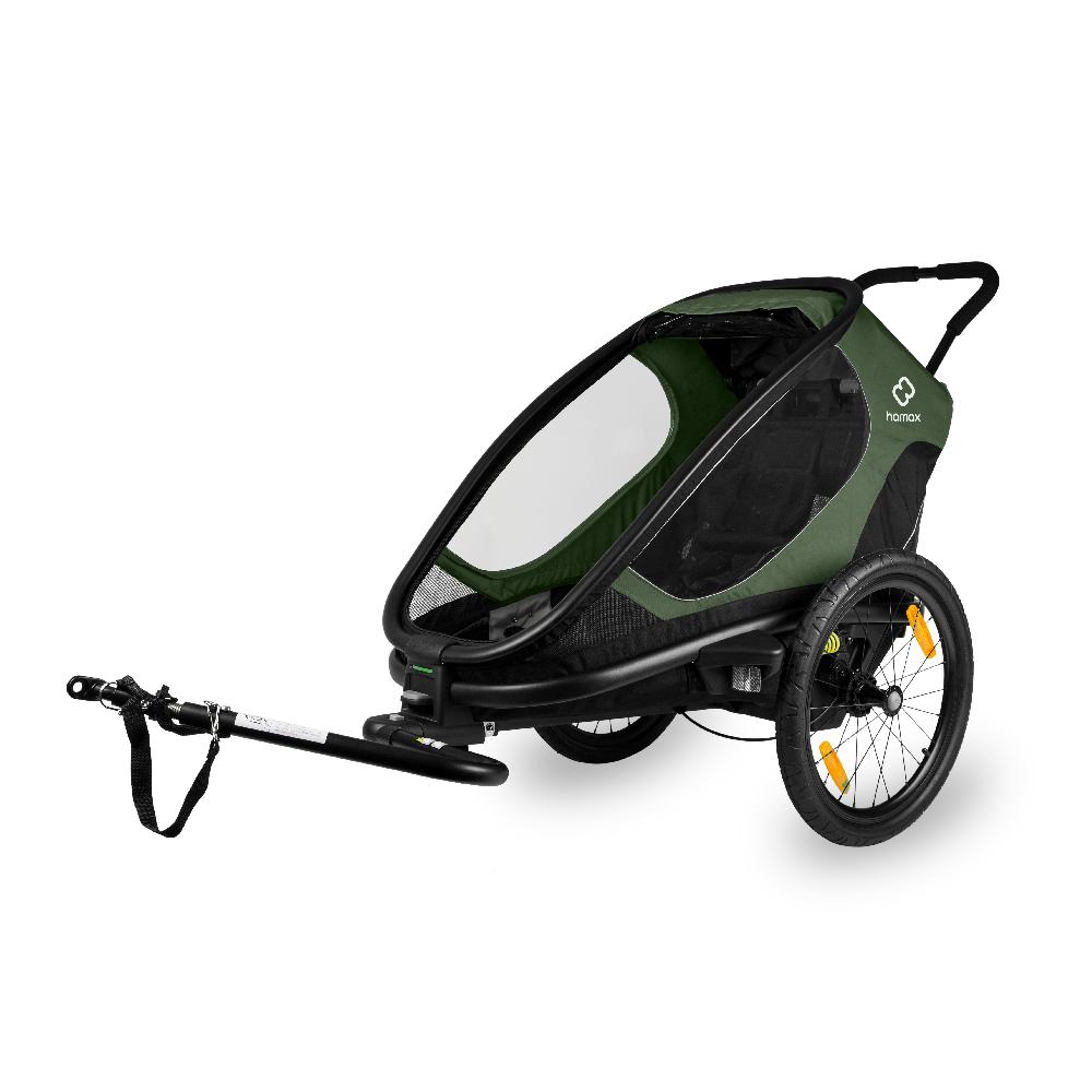 babymarkt Kinderfahrradanhänger Outback ONE mit Rückenlehnenverstellung Green/Black Weihnachtsangebot