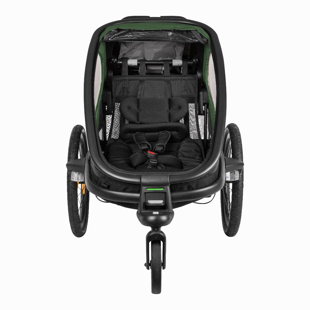 babymarkt Kinderfahrradanhänger Outback ONE mit Rückenlehnenverstellung Green/Black Weihnachtsangebot