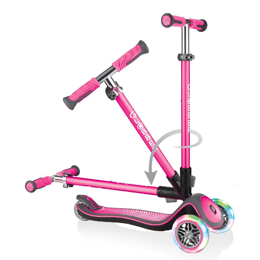 babymarkt Scooter ELITE DELUXE LIGHTS mit Leuchtrollen pink Räumungsverkauf