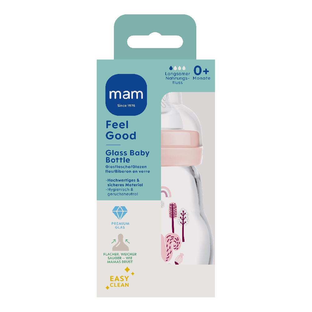 babymarkt Glasflasche Feel Good blau 170 ml ab 0 Monaten Vogel/Eichhörnchen in rosa Tiefpreis