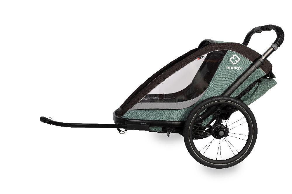 babymarkt Kinderfahrradanhänger Cocoon Zweisitzer green/black inkl. Jogger Rad und Babysitz Blitzverkäufe