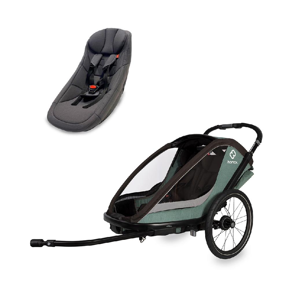 babymarkt Kinderfahrradanhänger Cocoon Zweisitzer green/black inkl. Babysitz für Outback/Avenida und Traveller Kostenloser Versand