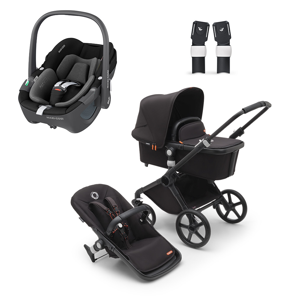 babymarkt 3in1 Kinderwagen Set Fox Cub Midnight Black inklusive MAXI COSI Babyschale Pebble 360 Essential Black Exklusivangebot