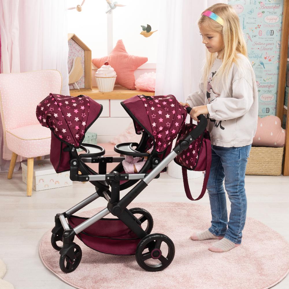 babymarkt Design Zwillings-Puppenwagen Xeo Twin mit Einhorn Kostenlose Rückgabe