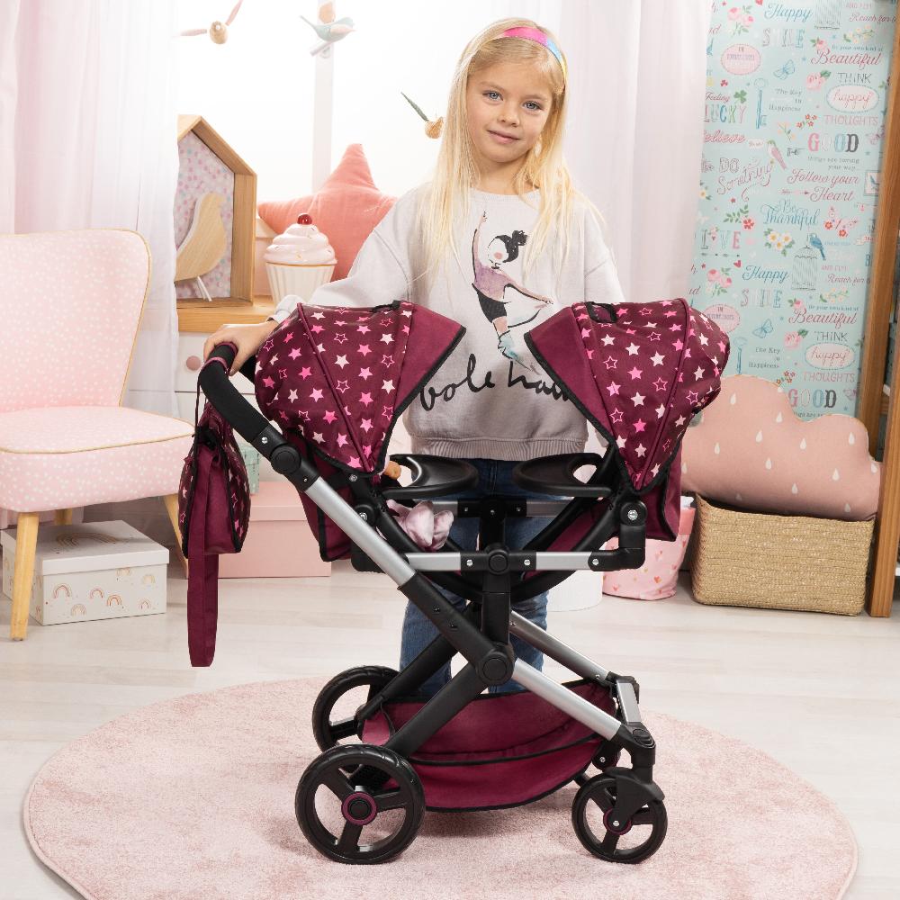 babymarkt Design Zwillings-Puppenwagen Xeo Twin mit Einhorn Kostenlose Rückgabe