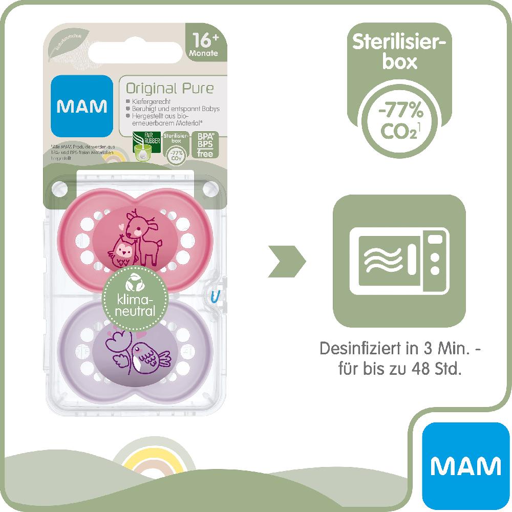 babymarkt Schnuller Original Matt Latex 16+ Monate 2 Stk. in rosa/lila Sonderangebot