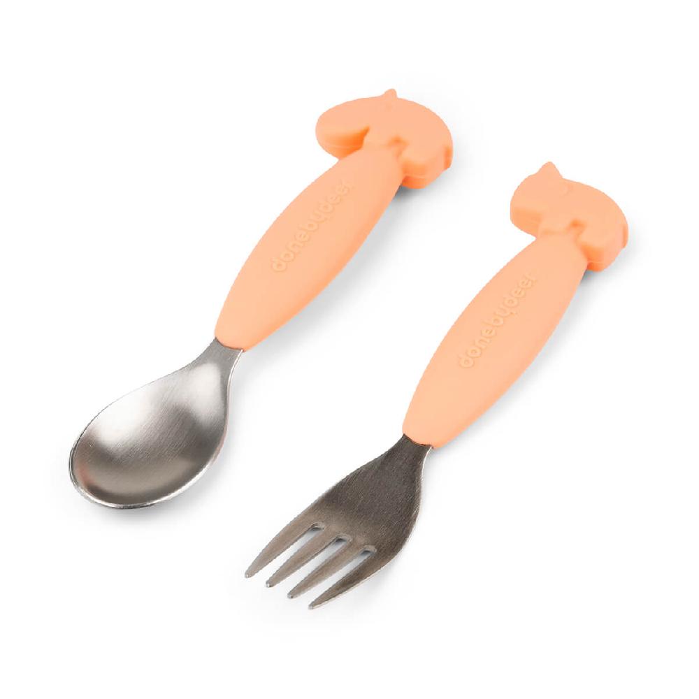 babymarkt Löffel- und Gabelset Easy-grip Deer friends Koralle Osterangebot